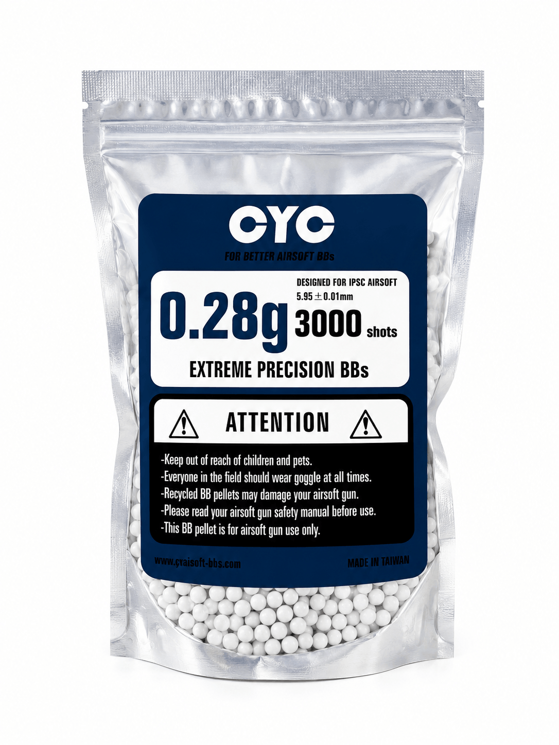 Billots airsoft CYC 0.28g Precision BBs 3000 pièces