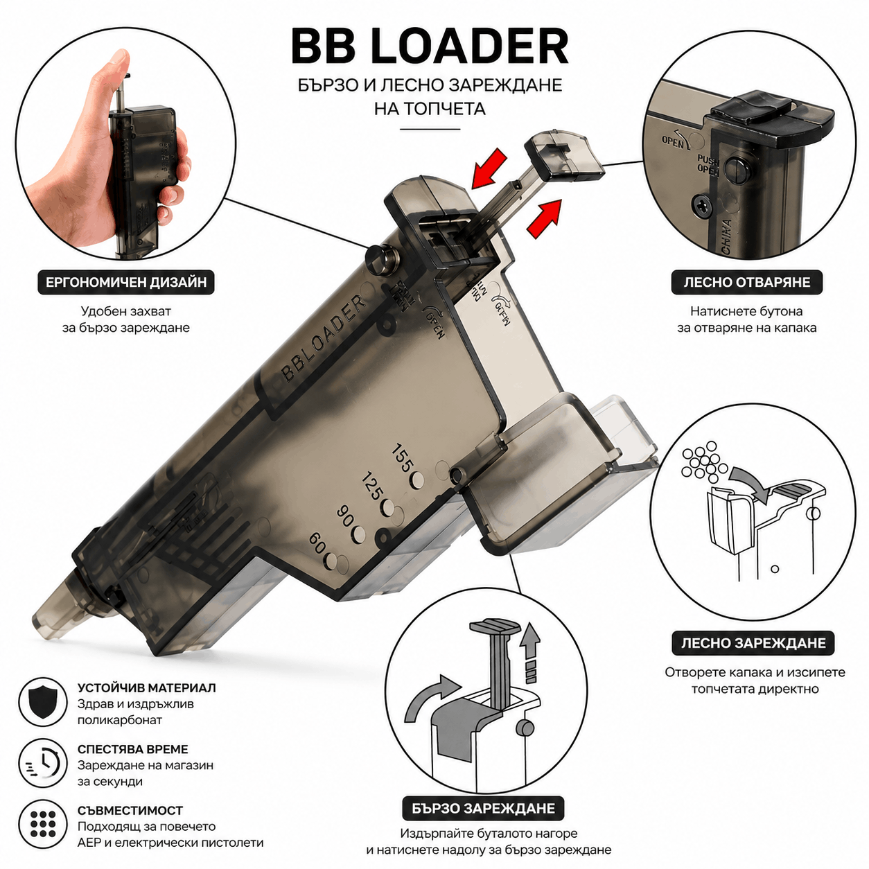 Chargeur rapide pour chargeurs Airsoft – recharge rapide pour 220 billes BB