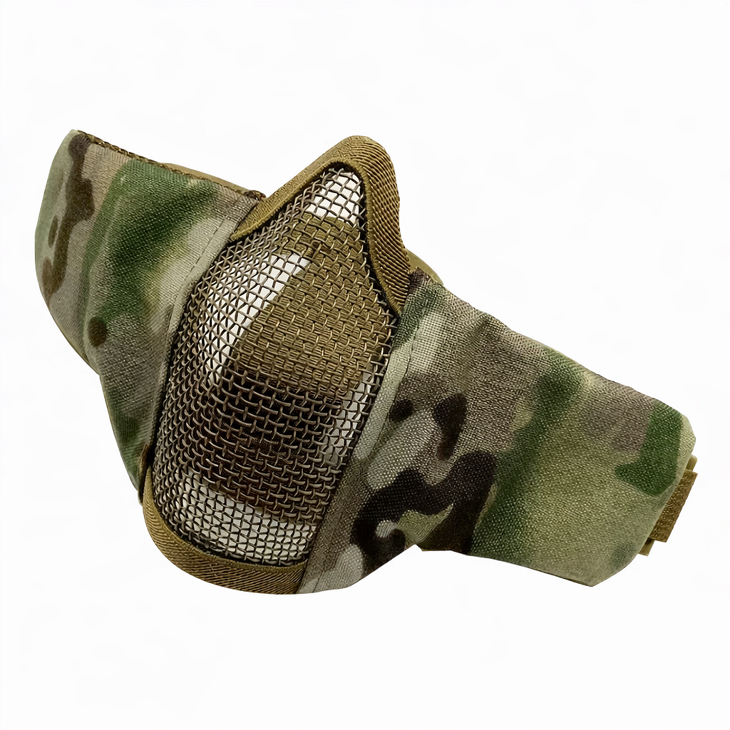 Masque facial métallique tactique avec grille - protection buccale