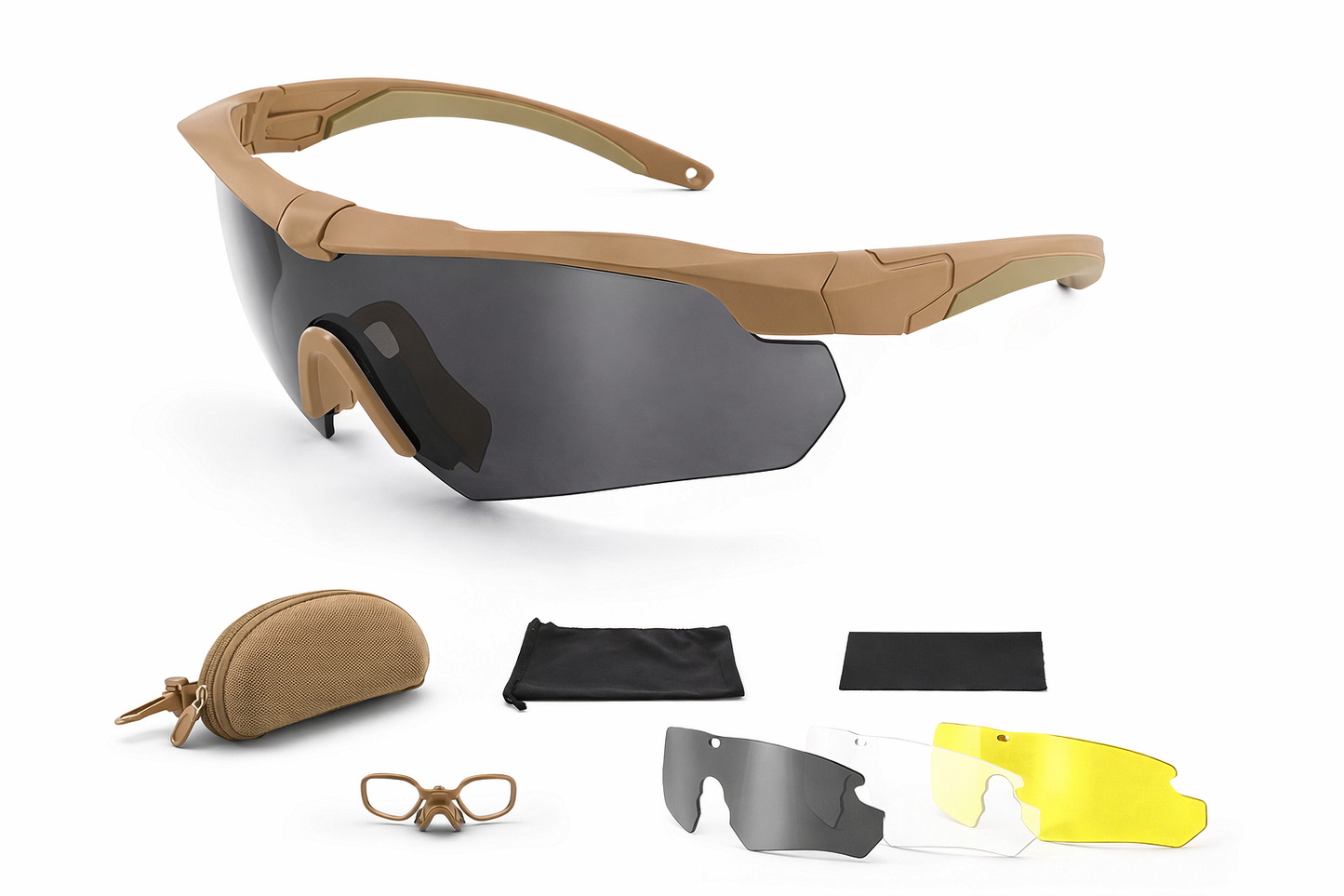 Lunettes de protection polarisées tactiques avec 3 verres interchangeables – résistantes aux chocs