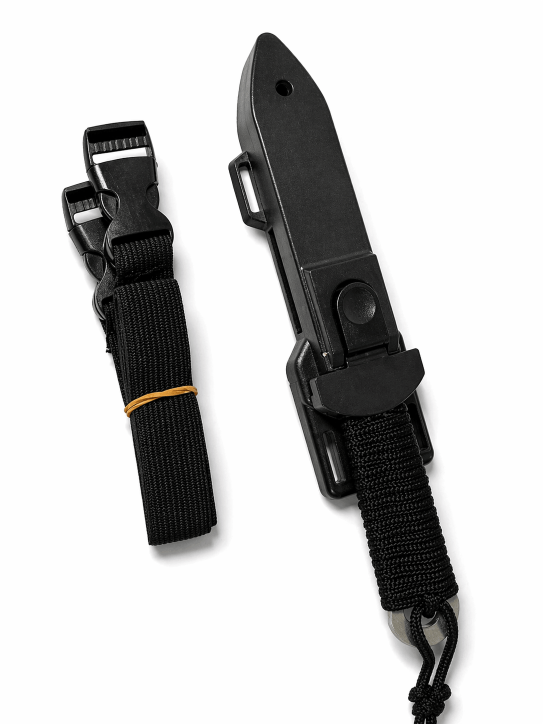 Couteau tactique Black Airsoft pour port dissimulé avec étui et sangles élastiques