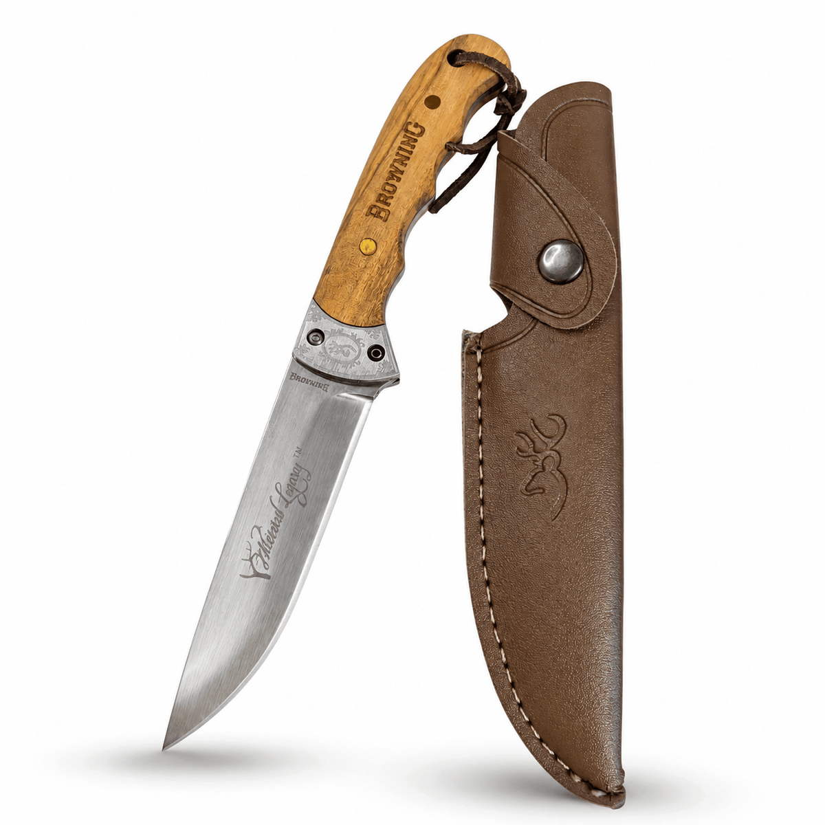 Κυνηγετικό μαχαίρι Browning Whitetail Legacy με ξύλινη λαβή και θήκη