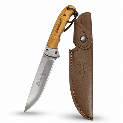 Κυνηγετικό μαχαίρι Browning Whitetail Legacy με ξύλινη λαβή και θήκη