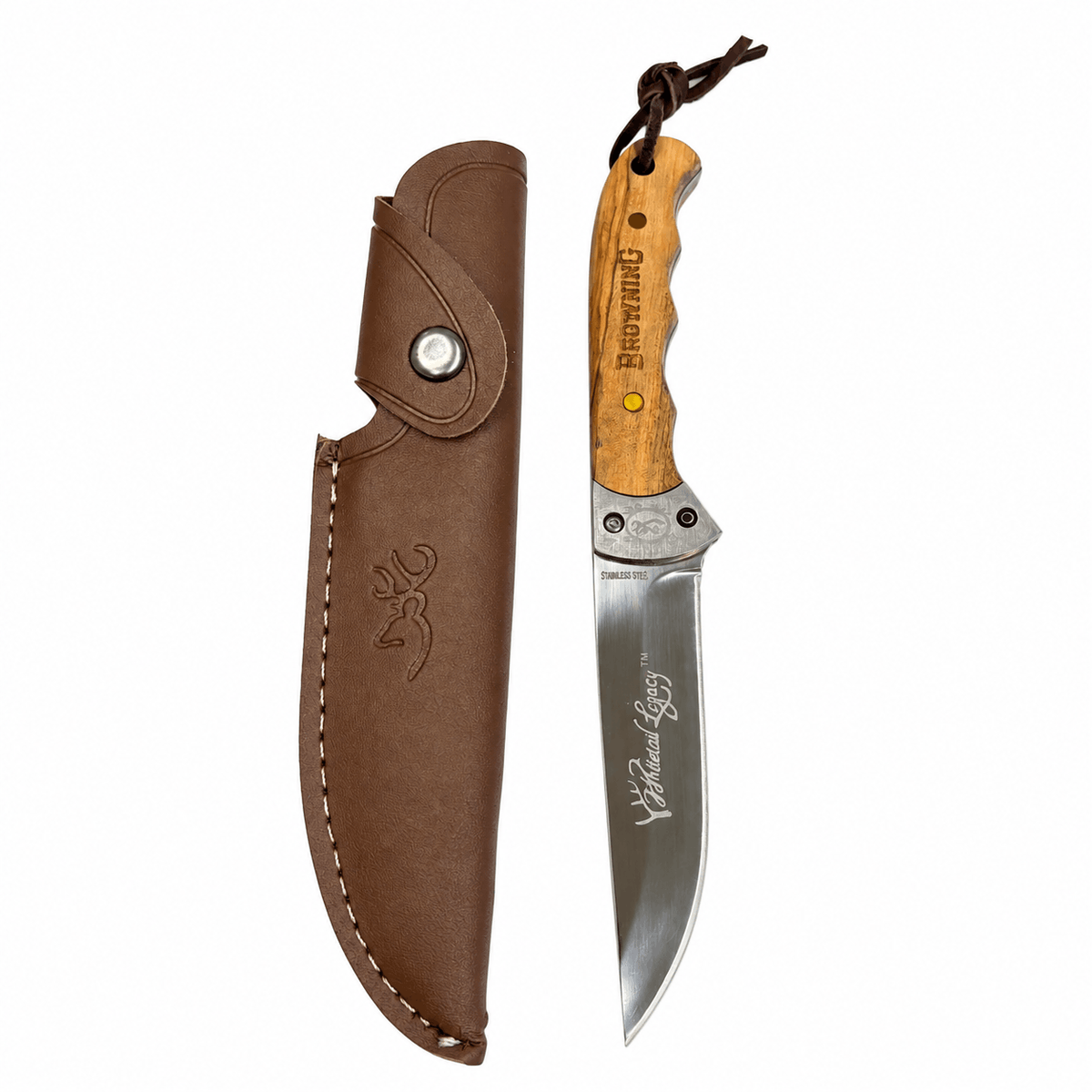 Κυνηγετικό μαχαίρι Browning Whitetail Legacy με ξύλινη λαβή και θήκη