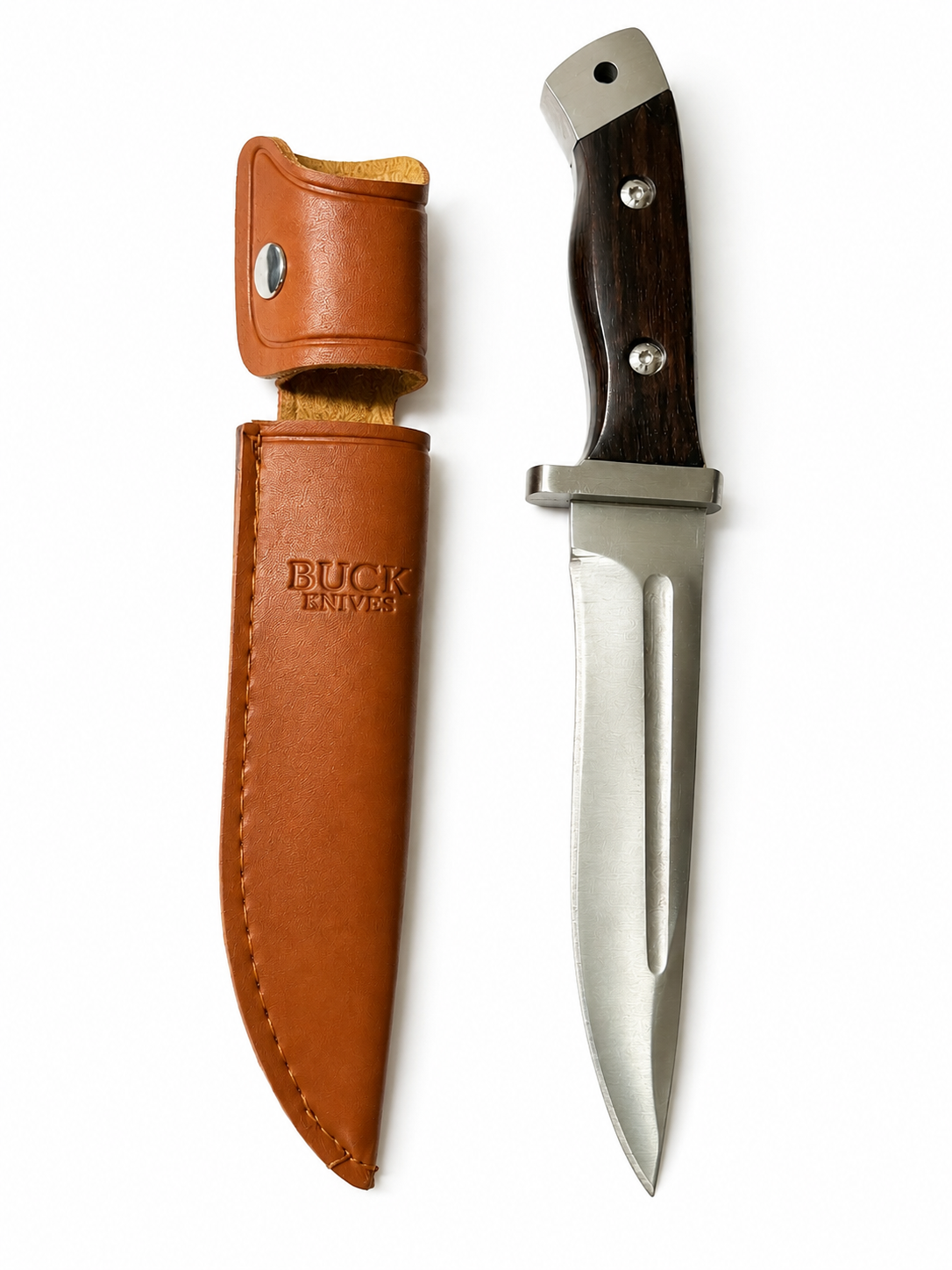 Couteau outdoor BUCK en acajou avec étui en cuir