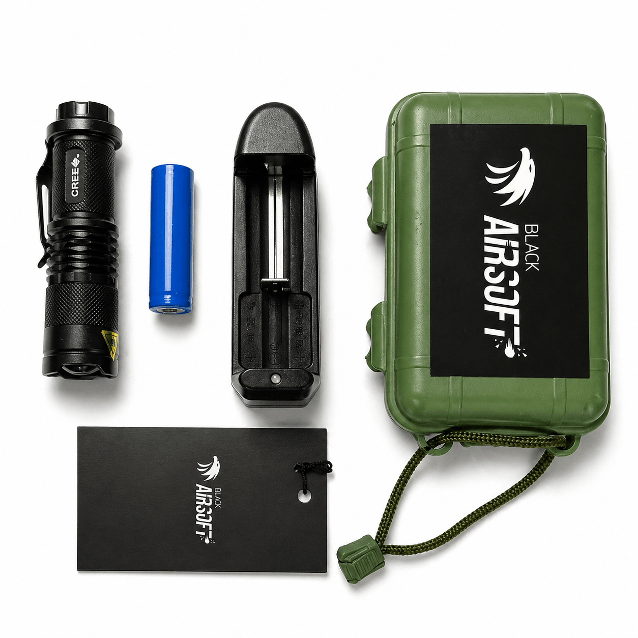 Mini lampe Black Airsoft CREE avec batterie rechargeable et chargeur