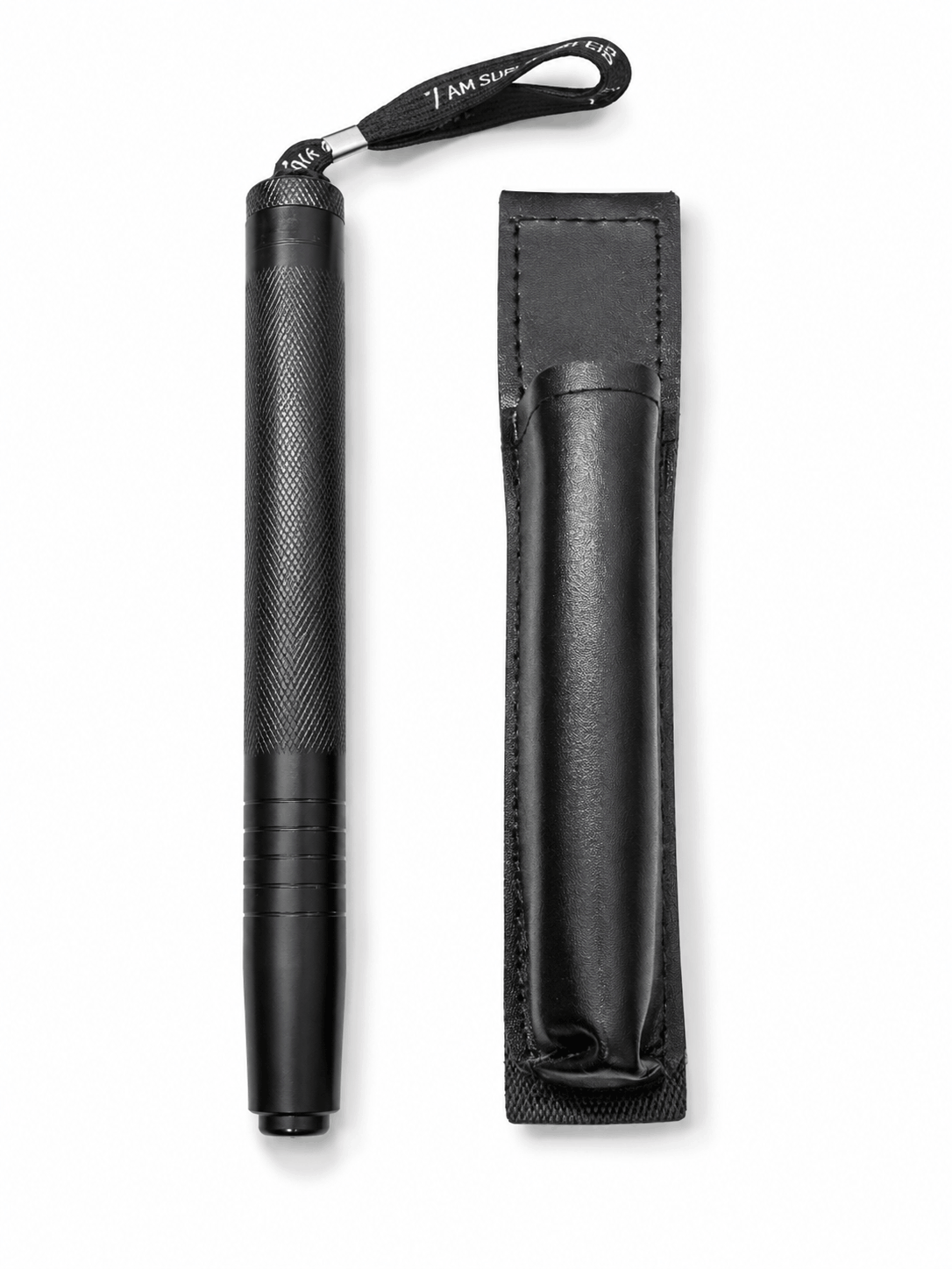 Bâton télescopique en acier Black Airsoft DEFENDER 50 cm avec étui en cuir