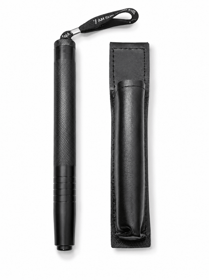 Bâton télescopique en acier Black Airsoft DEFENDER 50 cm avec étui en cuir