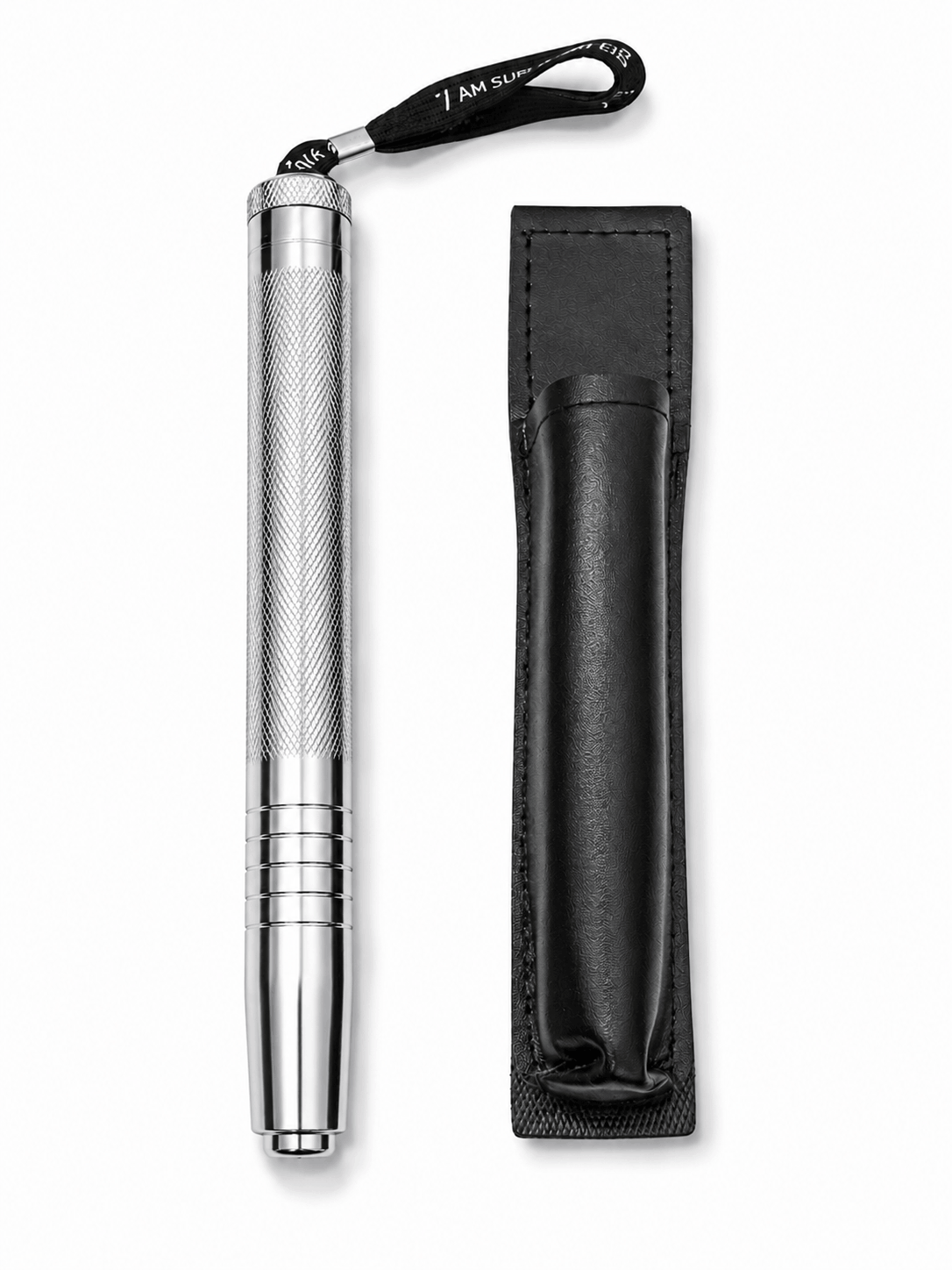 Bâton télescopique en acier Black Airsoft DEFENDER 50 cm avec étui en cuir