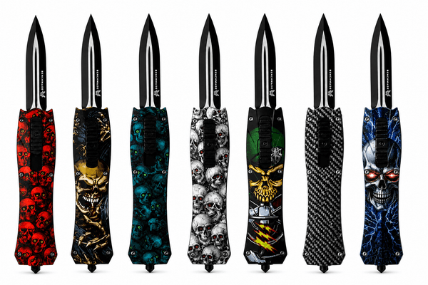 Couteau automatique Black Airsoft Inferno OTF avec lame rétractable