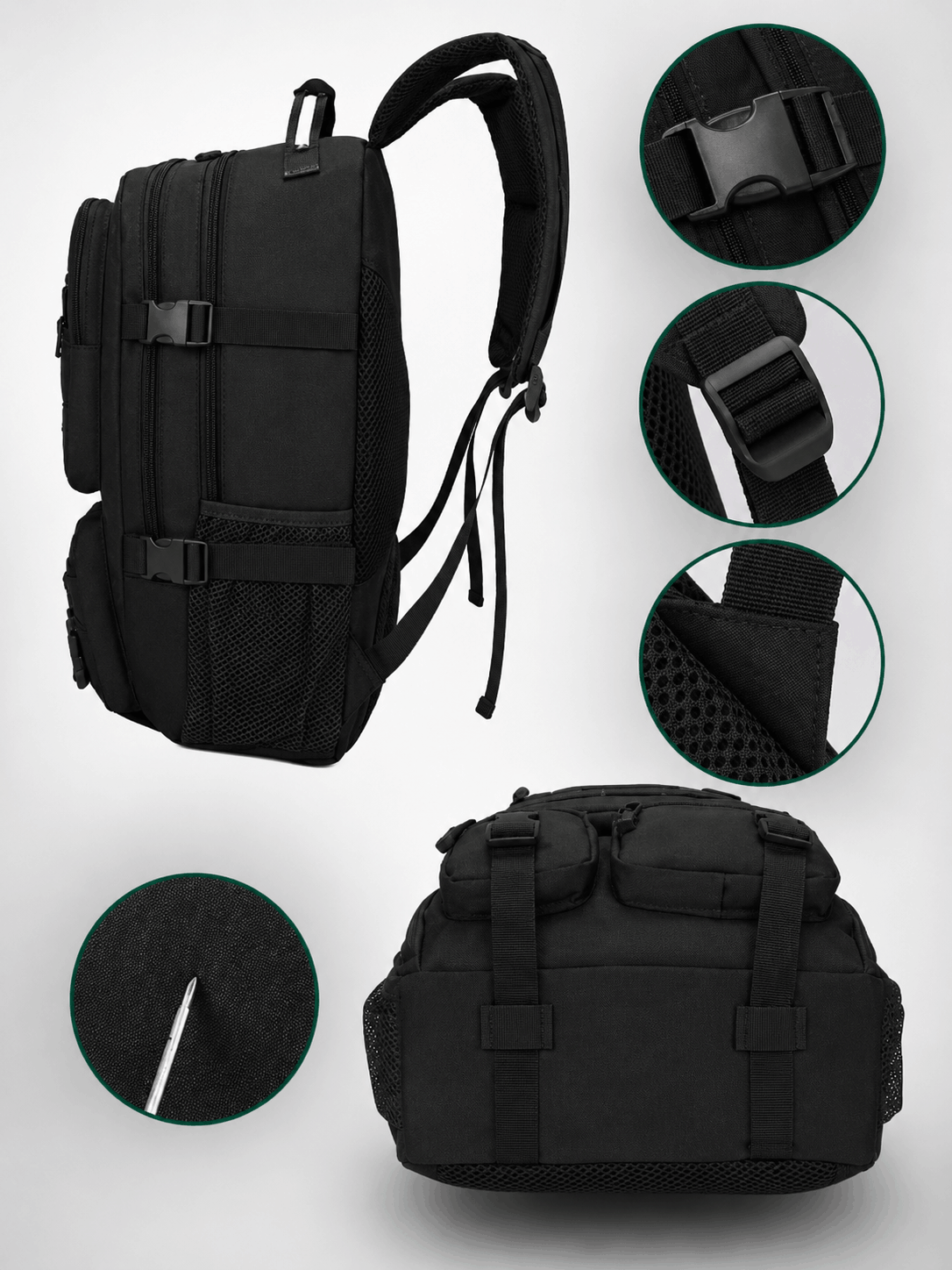 Sac à dos tactique Black Airsoft Tactical Backpack 35L 600D