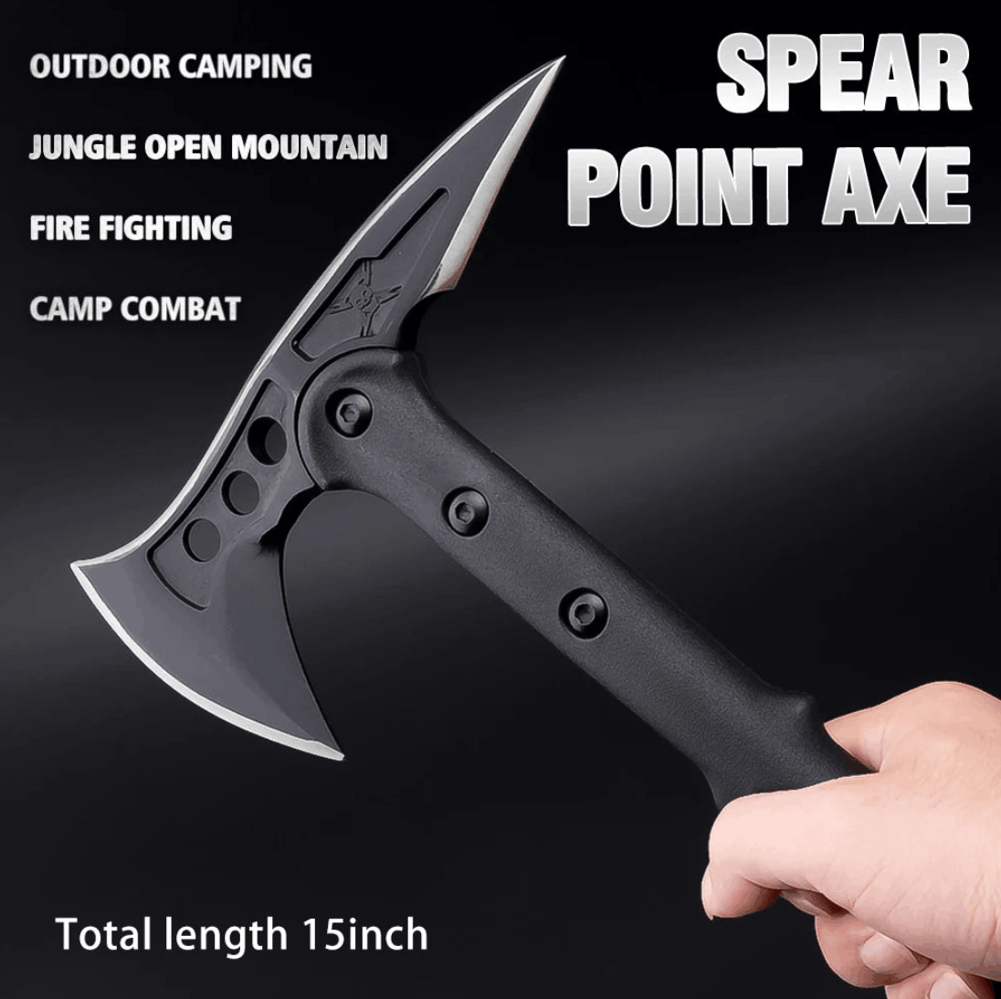 Hache de camping tactique Spear Point Axe 15 pouces avec étui