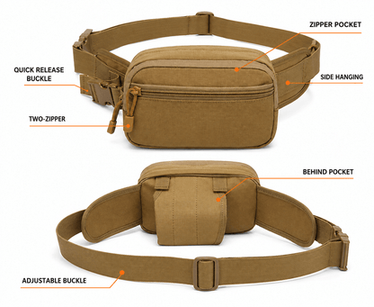Sac tactique de taille BlackAirsoft Surprise avec compartiment pour port dissimulé de pistolet (CCW)