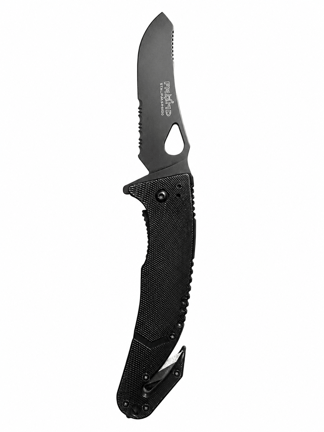 Couteau tactique pliant de sauvetage avec coupe-corde et clip