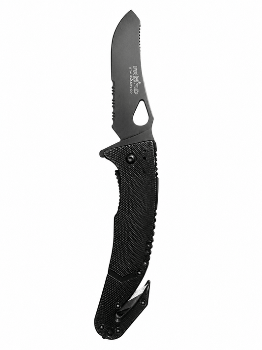 Couteau tactique pliant de sauvetage avec coupe-corde et clip