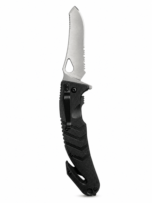Couteau tactique pliant de sauvetage avec coupe-corde et clip