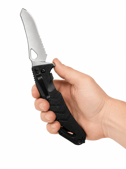 Couteau tactique pliant de sauvetage avec coupe-corde et clip
