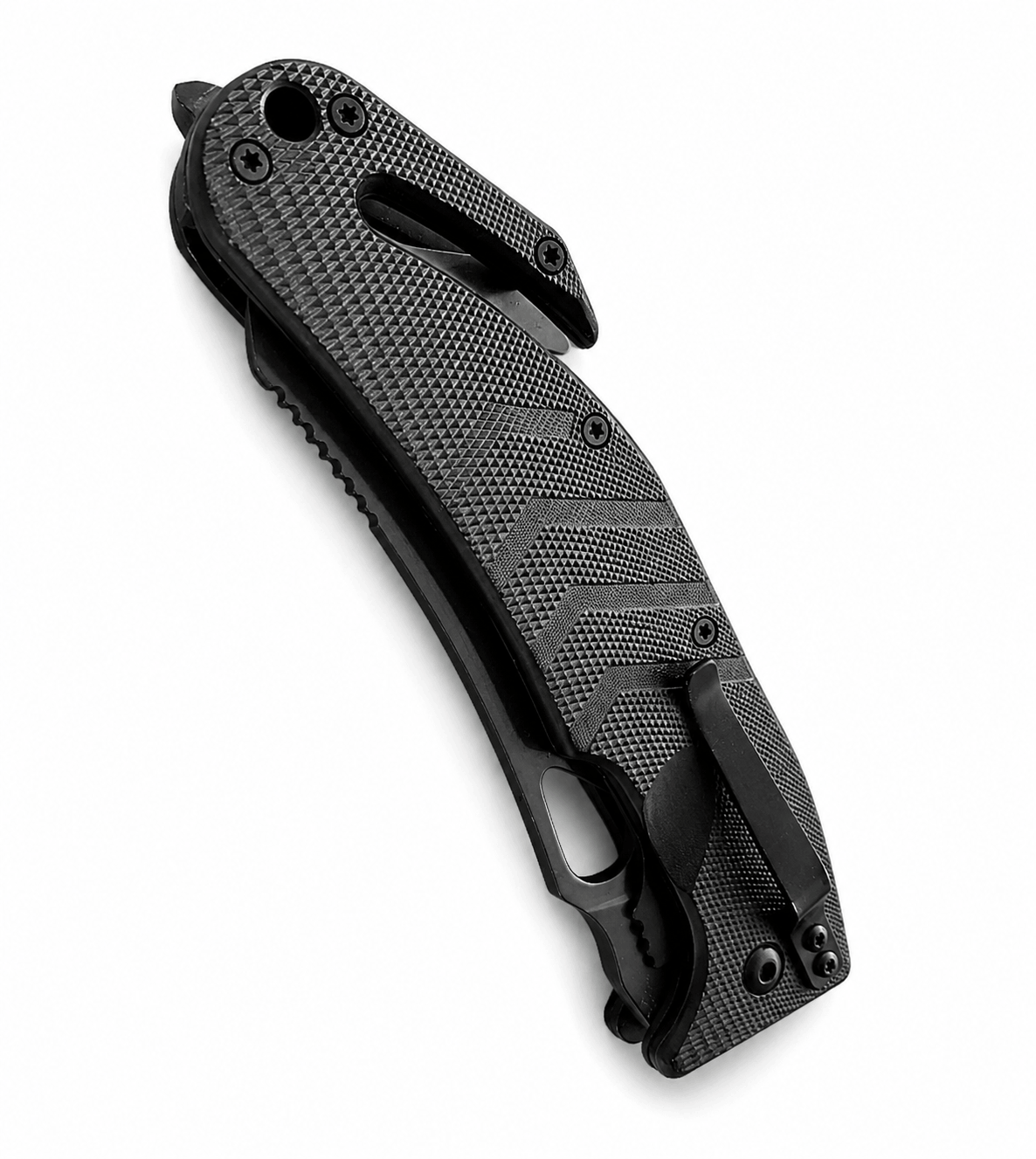 Couteau tactique pliant de sauvetage avec coupe-corde et clip