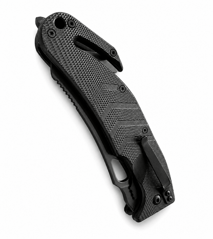 Couteau tactique pliant de sauvetage avec coupe-corde et clip