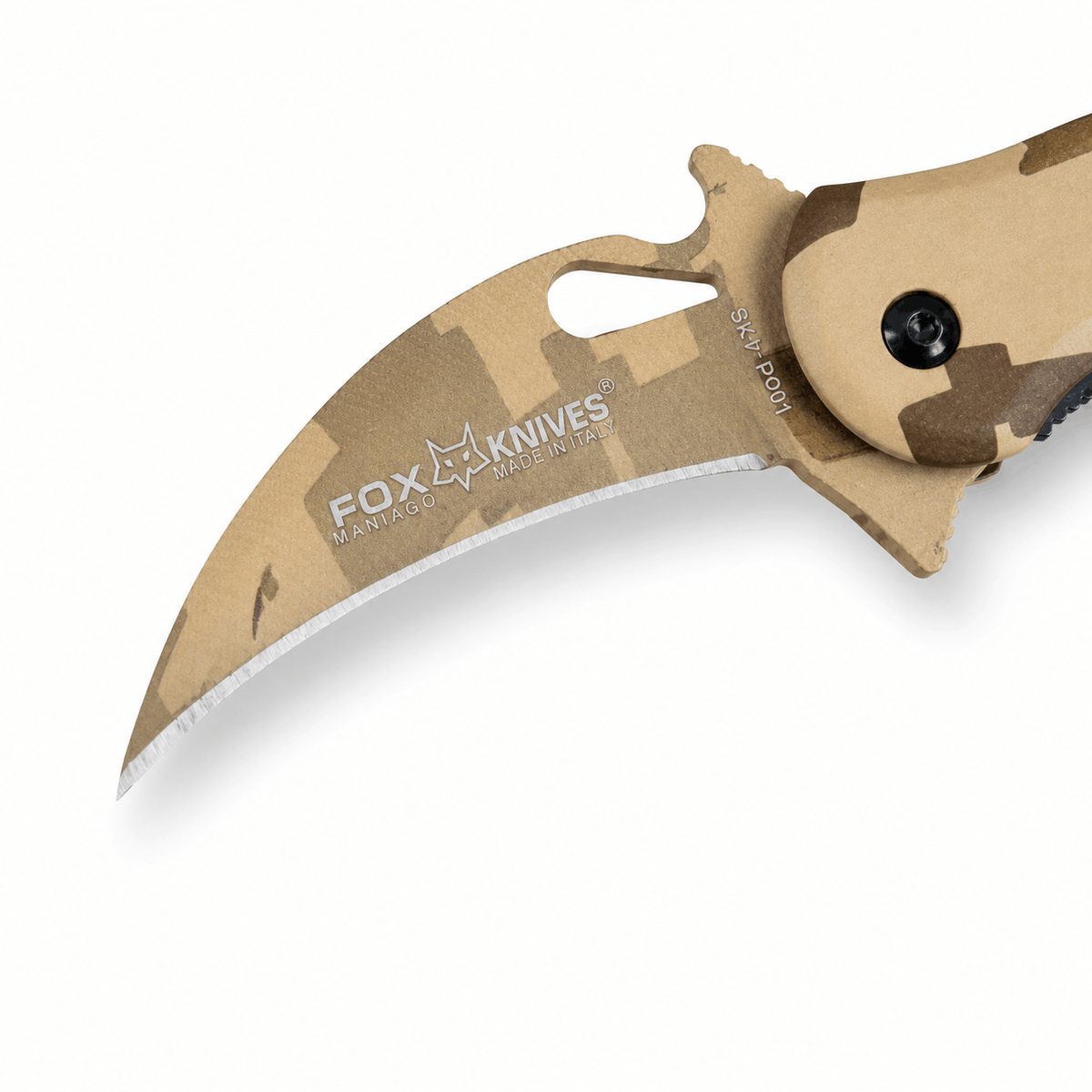 Karambit Fox Knives N690Co Desert Camo összecsukható kés, 19,5 cm