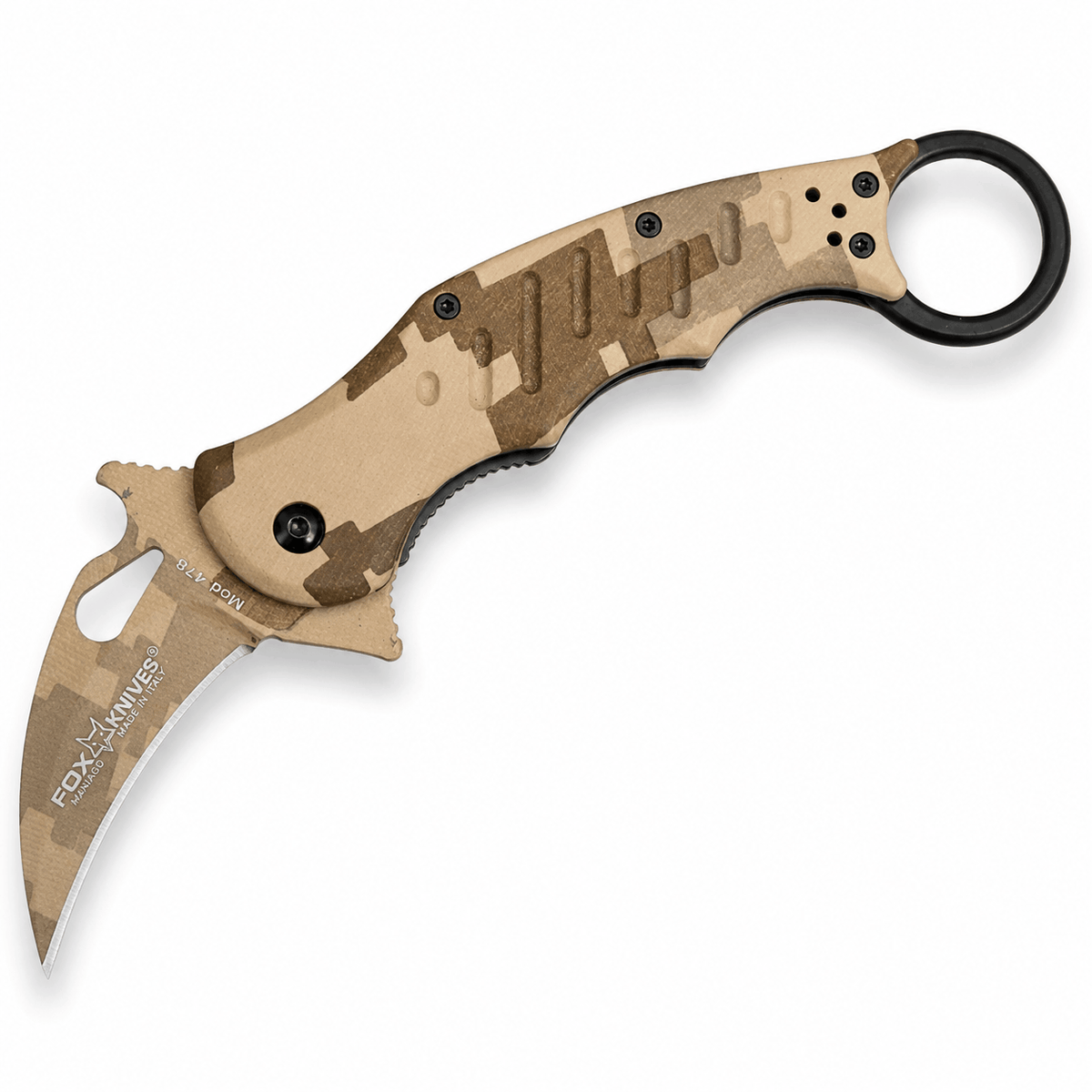 Karambit Fox Knives N690Co Desert Camo összecsukható kés, 19,5 cm