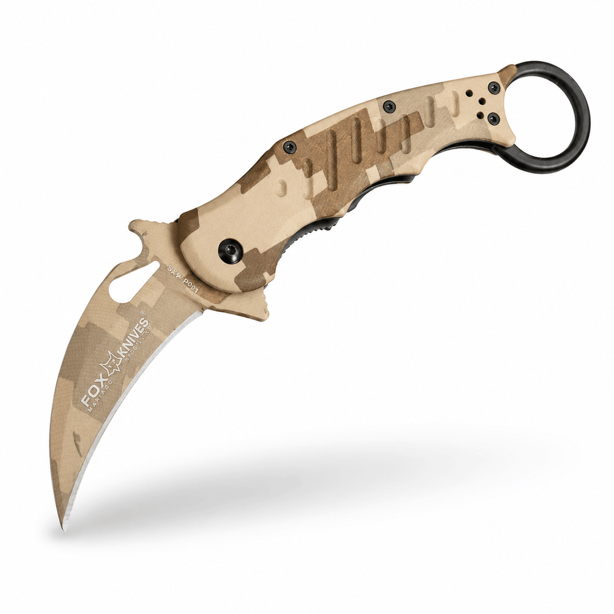 Karambit Fox Knives N690Co Desert Camo összecsukható kés, 19,5 cm