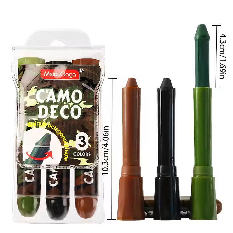 Crème de camouflage pour visage – 3 bâtons pour camouflage tactique