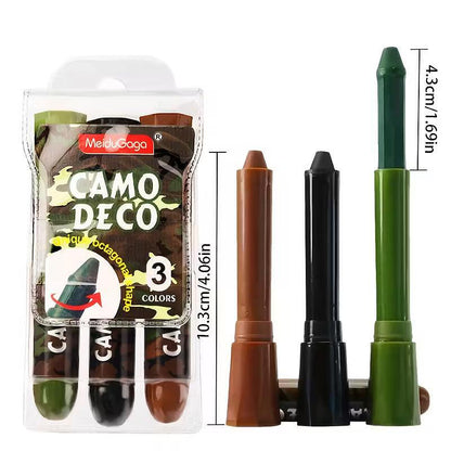 Crème de camouflage pour visage – 3 bâtons pour camouflage tactique