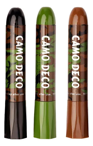 Crème de camouflage pour visage – 3 bâtons pour camouflage tactique