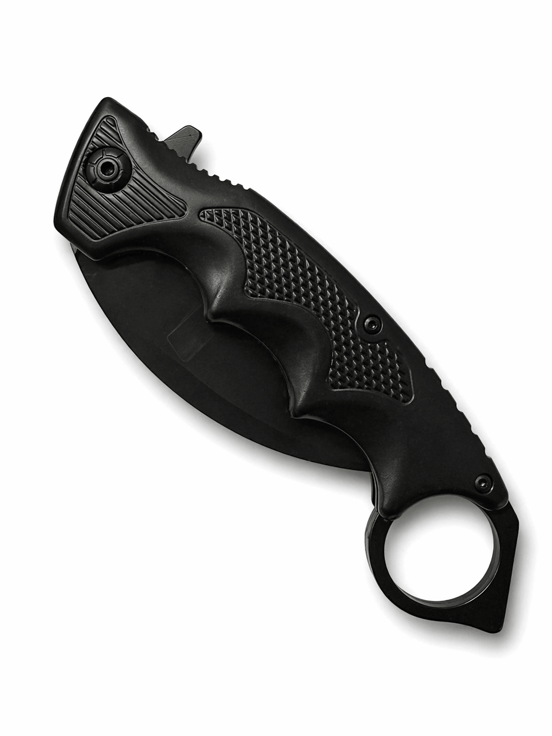 Couteau karambit pliant Black Airsoft avec anneau