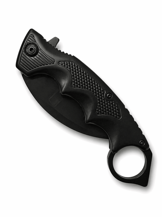 Couteau karambit pliant Black Airsoft avec anneau