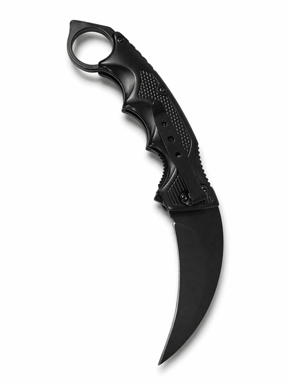 Couteau karambit pliant Black Airsoft avec anneau