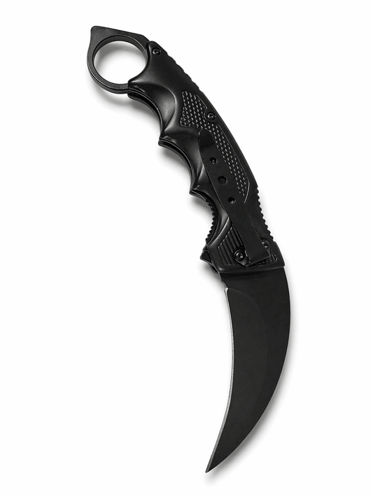 Couteau karambit pliant Black Airsoft avec anneau