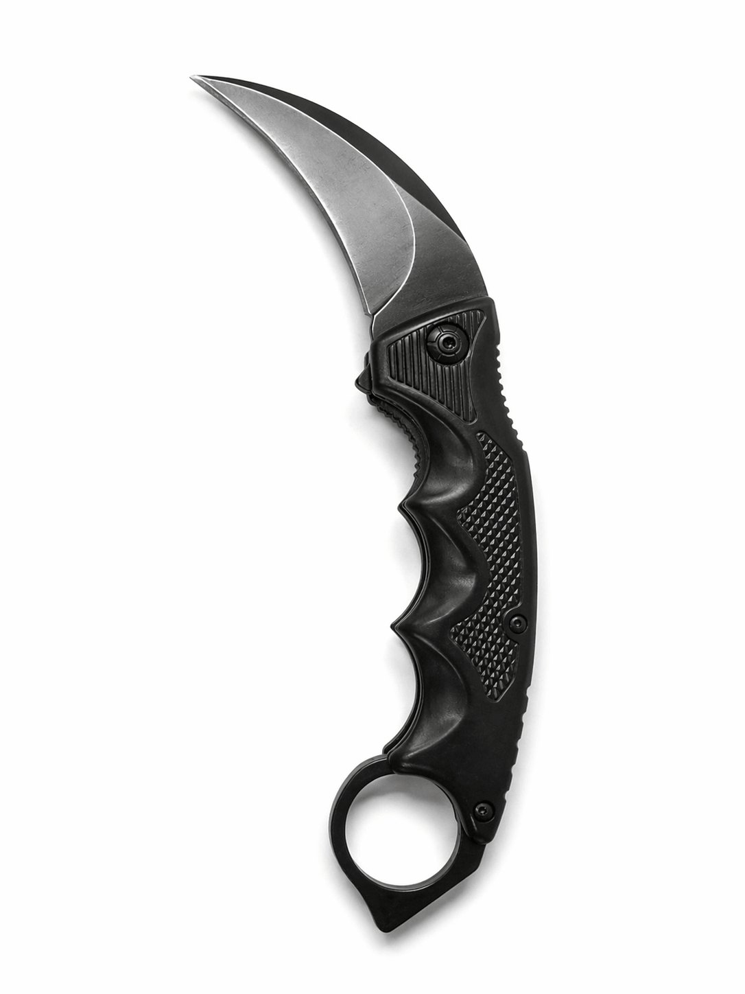 Couteau karambit pliant Black Airsoft avec anneau