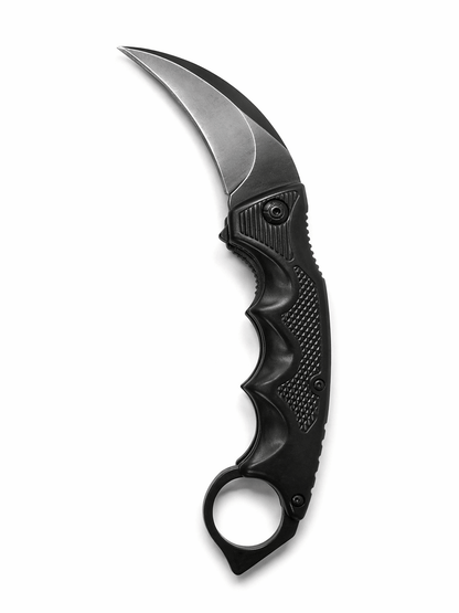 Couteau karambit pliant Black Airsoft avec anneau
