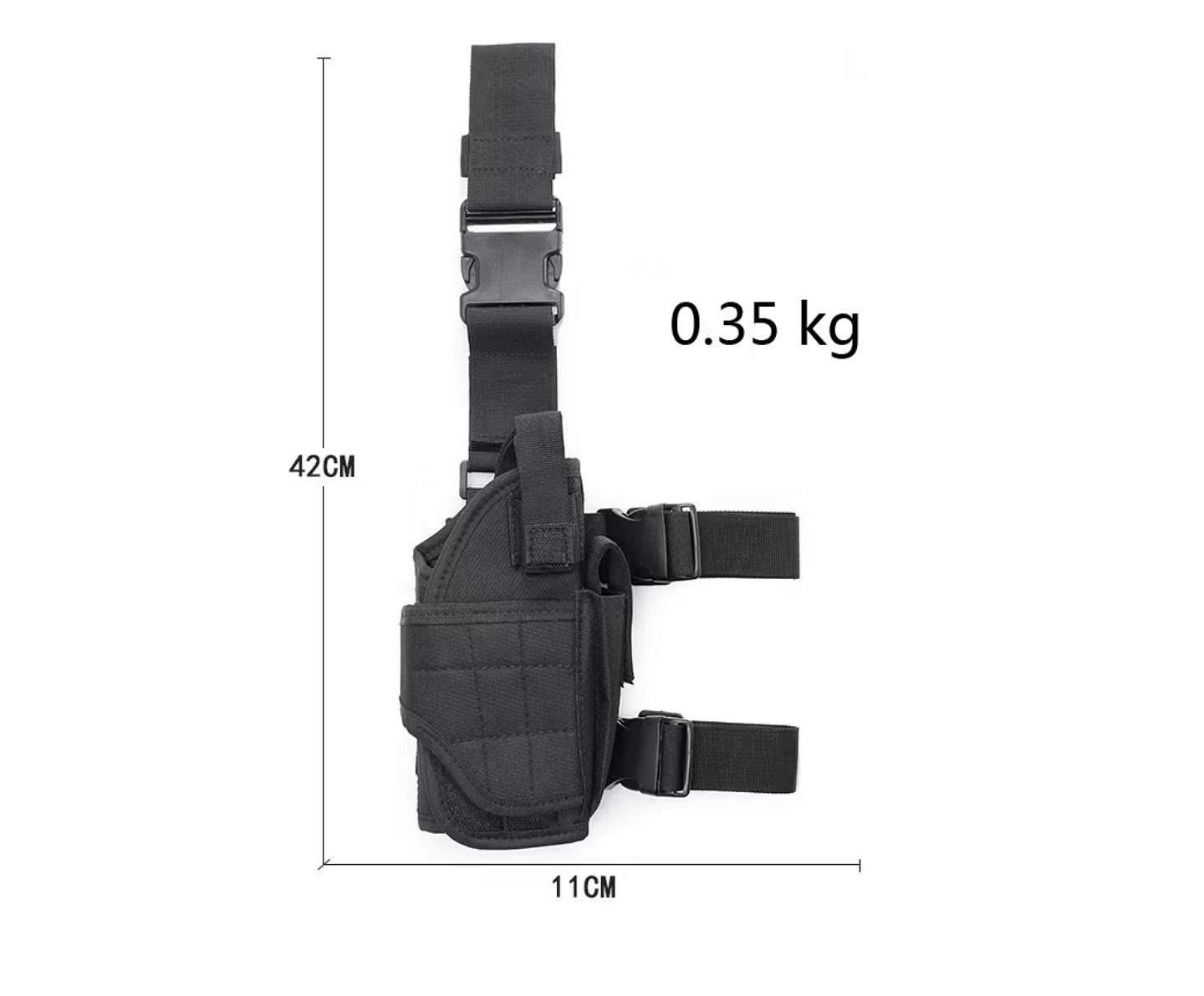 Étui de cuisse réglable, cuisse droite, noir