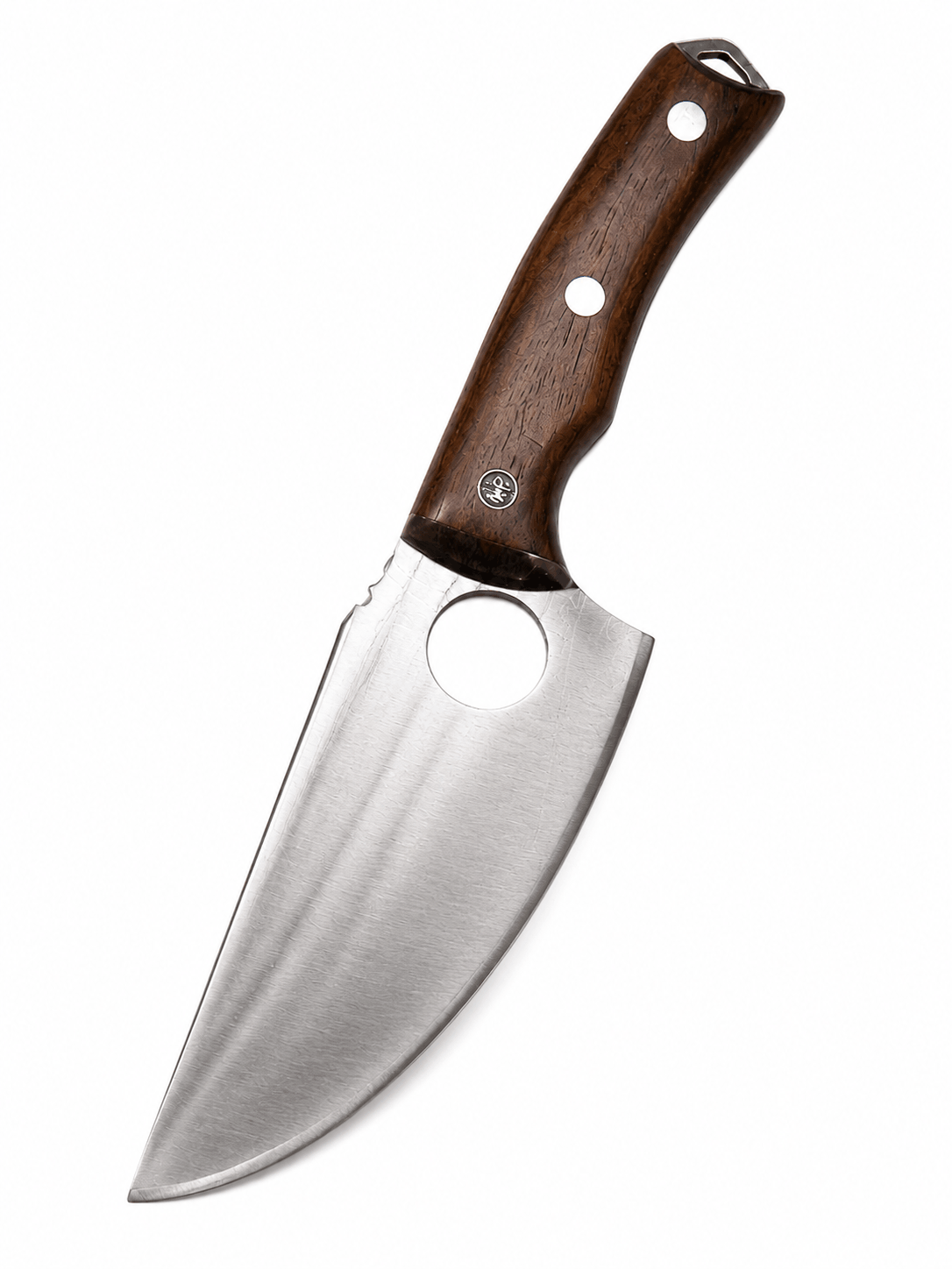 Couteau de chasse avec manche en bois et étui en cuir