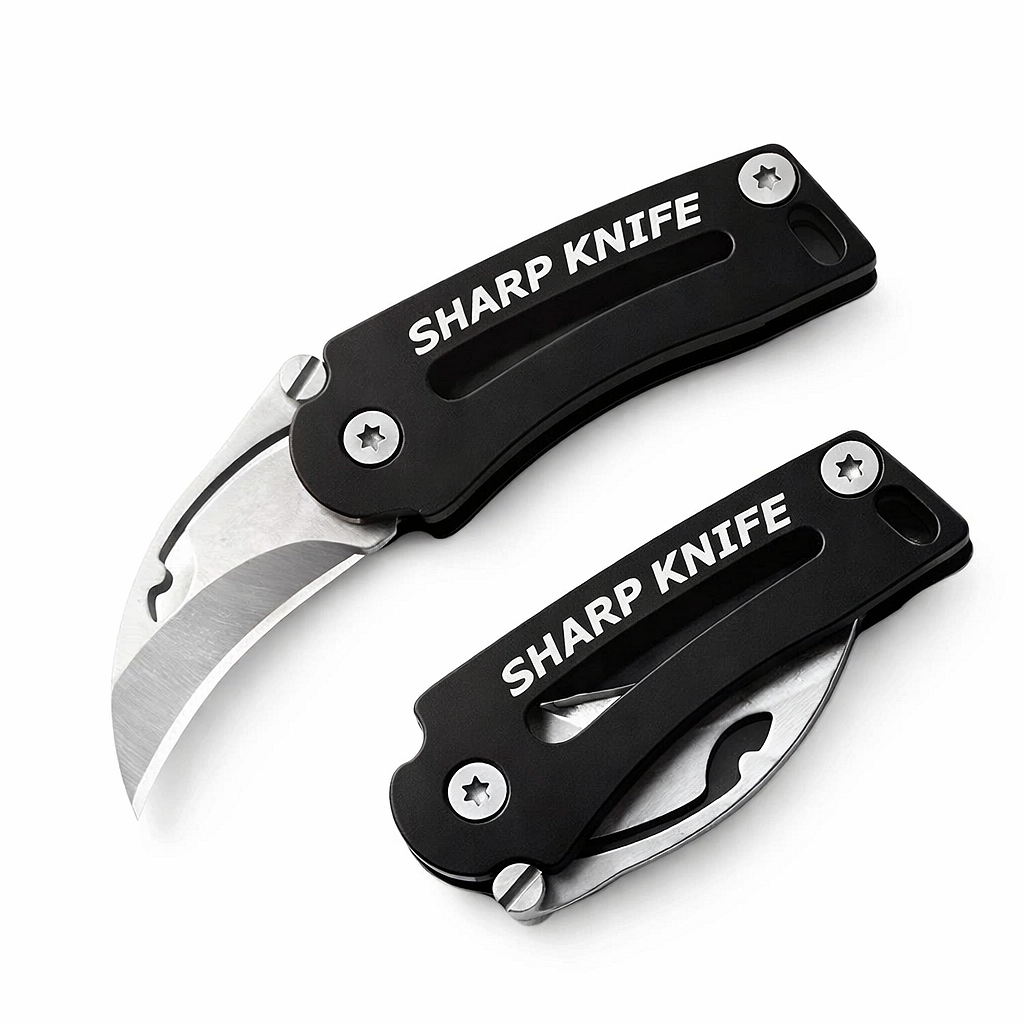 Mini couteau pliant courbé pour porte-clés – outil EDC compact