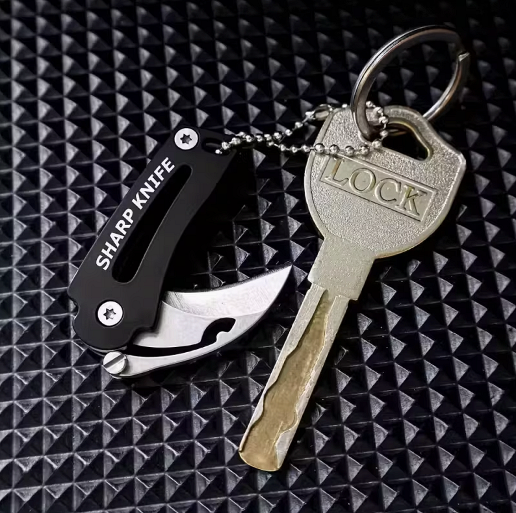 Mini couteau pliant courbé pour porte-clés – outil EDC compact