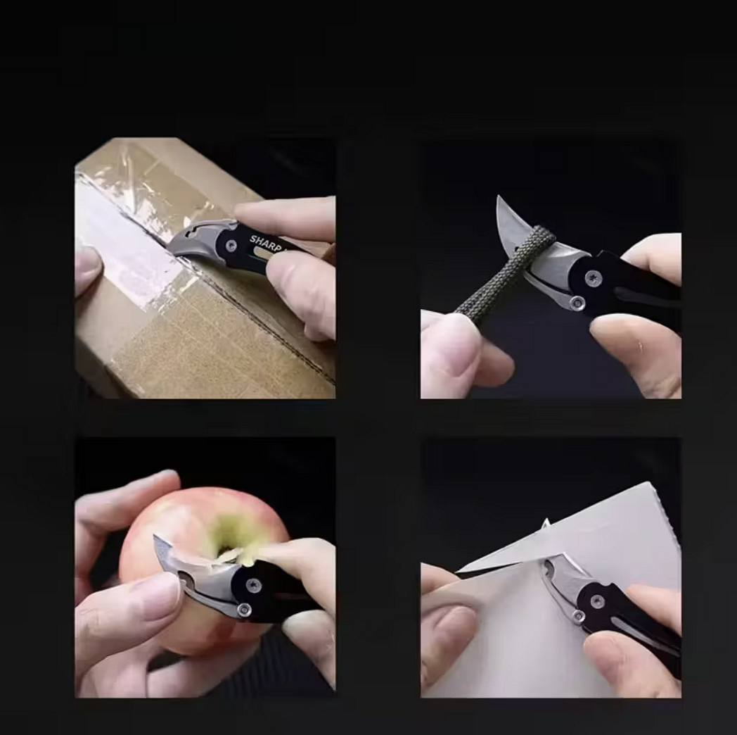 Mini couteau pliant courbé pour porte-clés – outil EDC compact