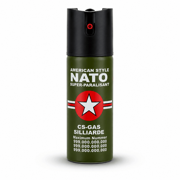 Spray au poivre NATO CS-GAS 60 ml – spray de défense personnelle avec buse Jet jusqu’à 3 m