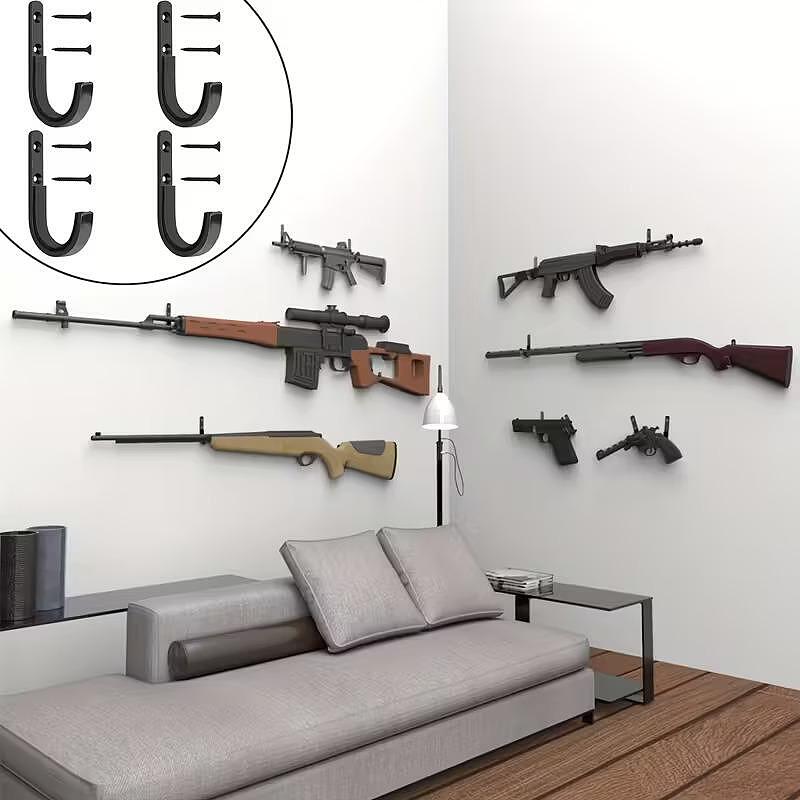 Support pour armes, lot de 2 crochets pour fusils, noir