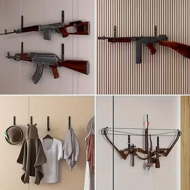 Support pour armes, lot de 2 crochets pour fusils, noir