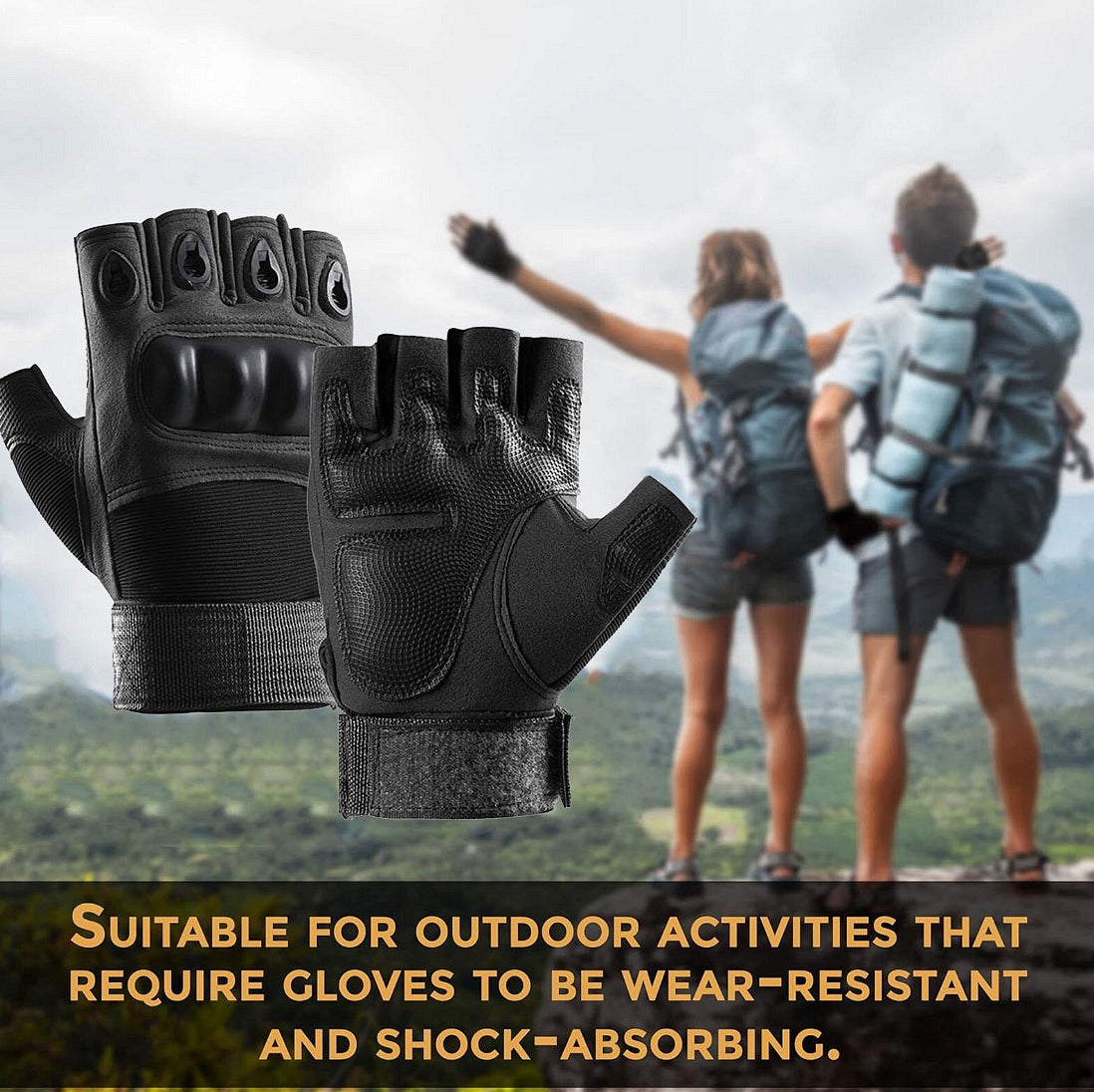 Gants tactiques sans doigts, avec protections