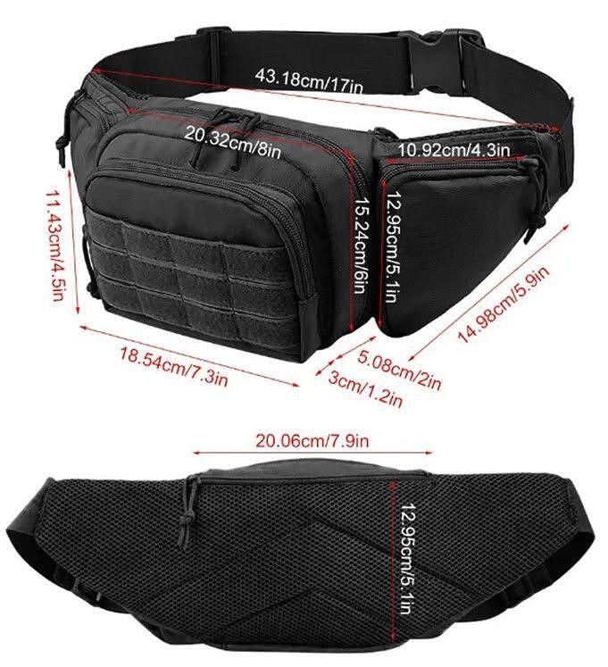 Sacoche tactique pour ceinture avec système MOLLE et compartiment pour pistolet 600D