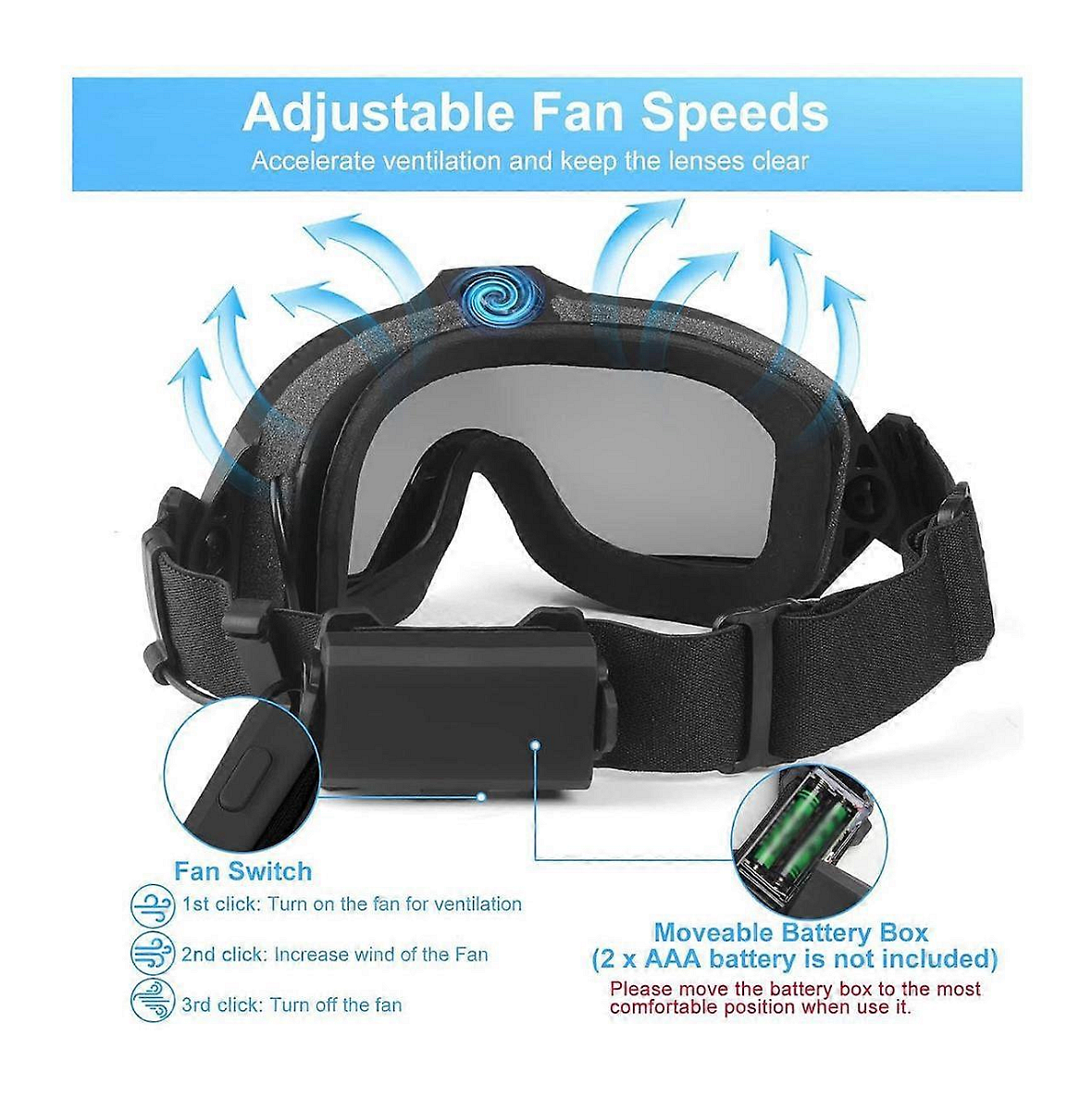 Masque de protection tactique, lunettes avec ventilateur intégré, anti-buée