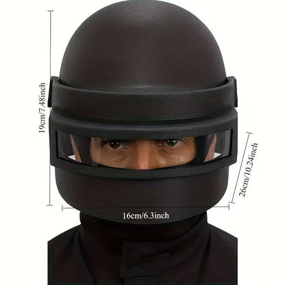 Casque de protection tactique avec visière – style SWAT, noir