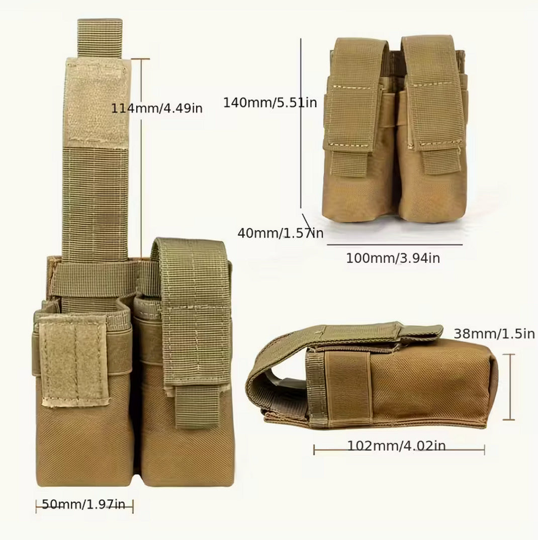 Étui tactique pour chargeurs de pistolet, système MOLLE