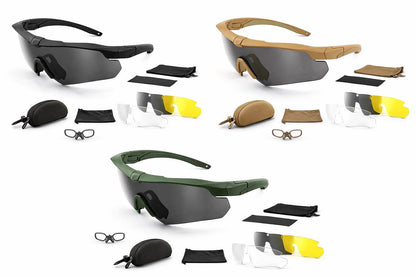 Lunettes de protection polarisées tactiques avec 3 verres interchangeables – résistantes aux chocs