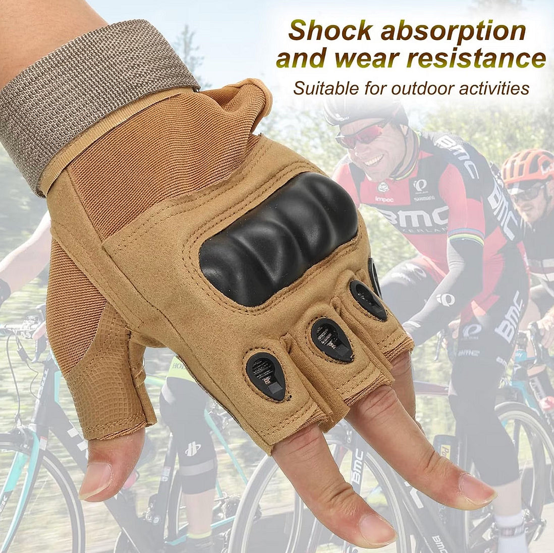 Gants tactiques sans doigts, avec protections